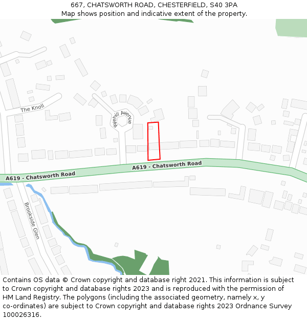 667, CHATSWORTH ROAD, CHESTERFIELD, S40 3PA: Location map and indicative extent of plot