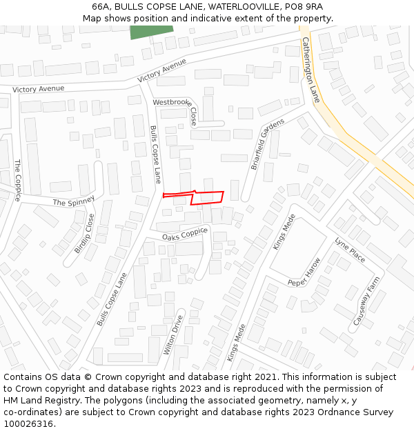 66A, BULLS COPSE LANE, WATERLOOVILLE, PO8 9RA: Location map and indicative extent of plot