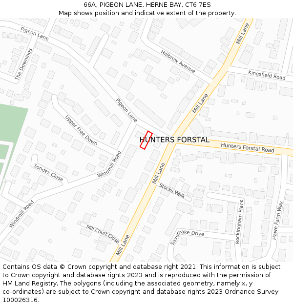 66A, PIGEON LANE, HERNE BAY, CT6 7ES: Location map and indicative extent of plot