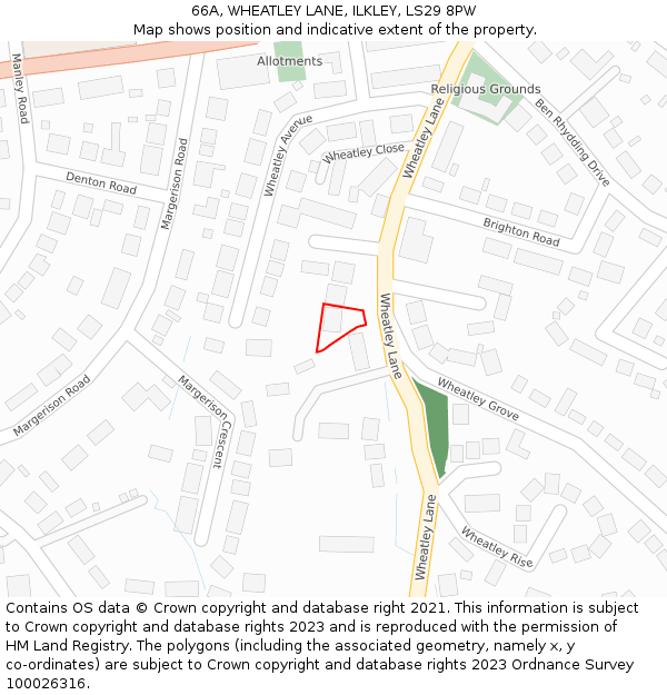 66A, WHEATLEY LANE, ILKLEY, LS29 8PW: Location map and indicative extent of plot