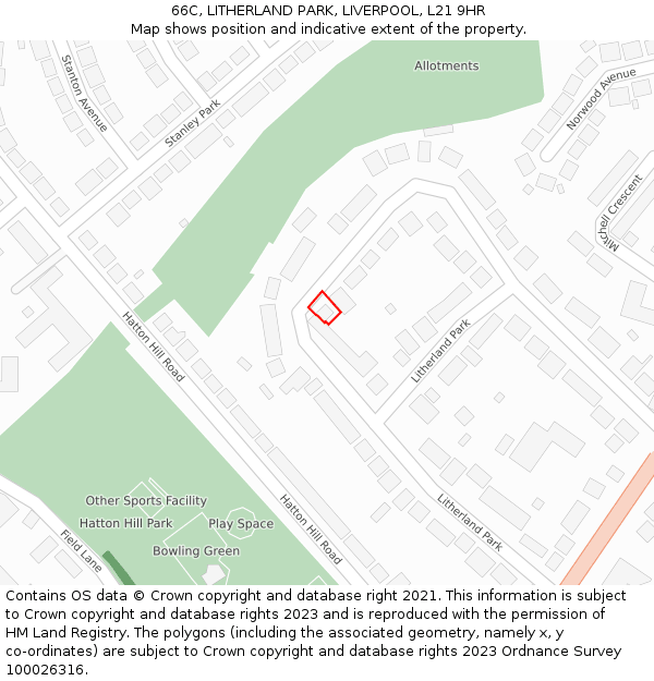 66C, LITHERLAND PARK, LIVERPOOL, L21 9HR: Location map and indicative extent of plot