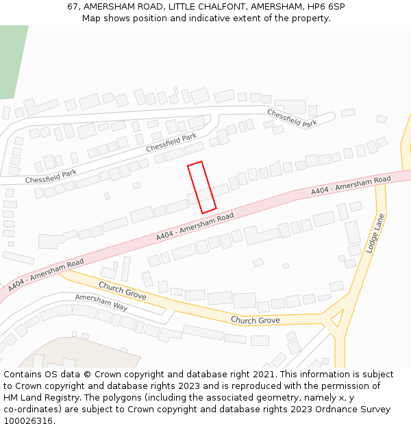 67, AMERSHAM ROAD, LITTLE CHALFONT, AMERSHAM, HP6 6SP: Location map and indicative extent of plot