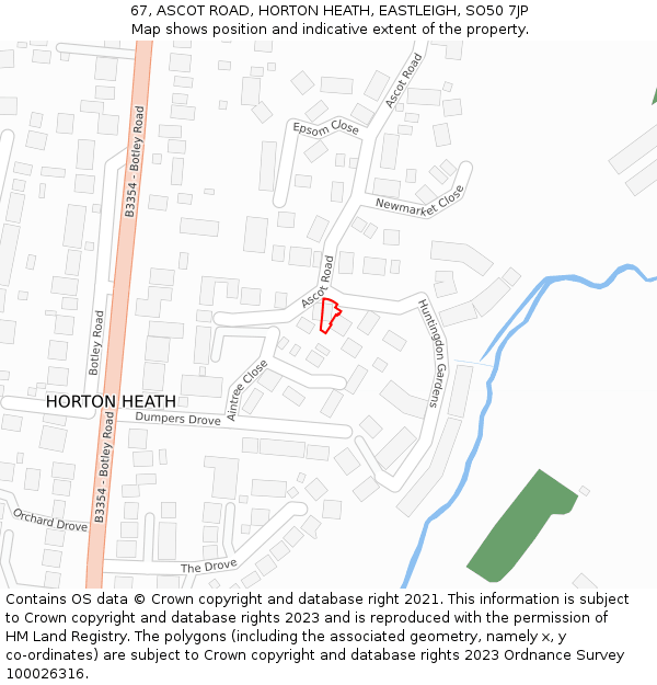 67, ASCOT ROAD, HORTON HEATH, EASTLEIGH, SO50 7JP: Location map and indicative extent of plot