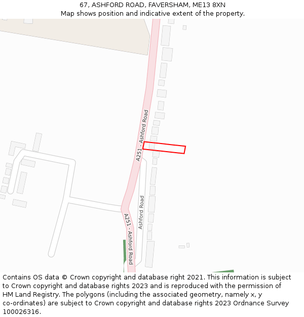 67, ASHFORD ROAD, FAVERSHAM, ME13 8XN: Location map and indicative extent of plot