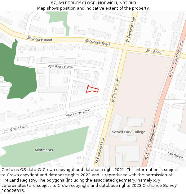 67, AYLESBURY CLOSE, NORWICH, NR3 3LB: Location map and indicative extent of plot