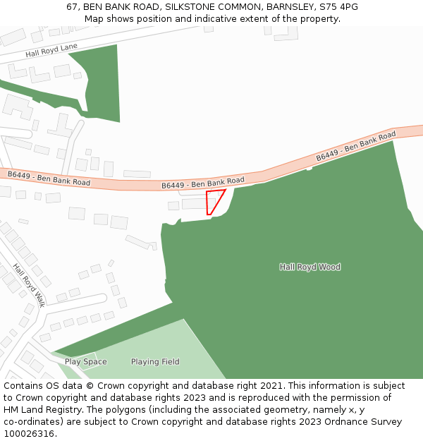 67, BEN BANK ROAD, SILKSTONE COMMON, BARNSLEY, S75 4PG: Location map and indicative extent of plot