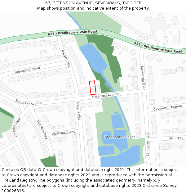 67, BETENSON AVENUE, SEVENOAKS, TN13 3ER: Location map and indicative extent of plot