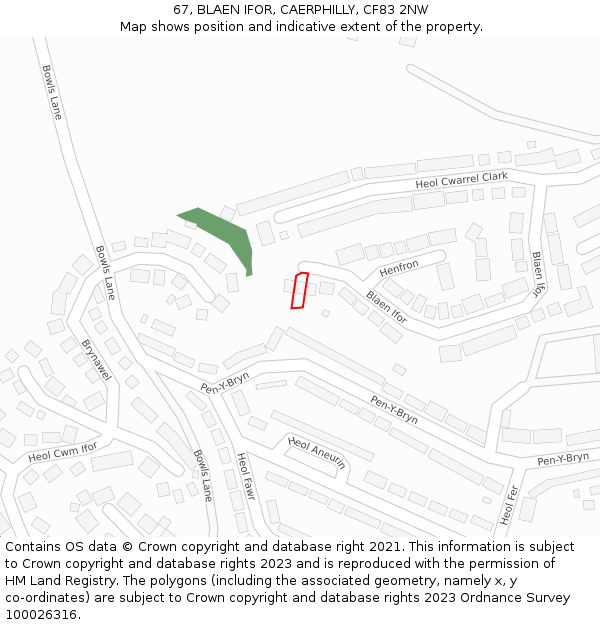 67, BLAEN IFOR, CAERPHILLY, CF83 2NW: Location map and indicative extent of plot