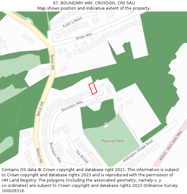 67, BOUNDARY WAY, CROYDON, CR0 5AU: Location map and indicative extent of plot