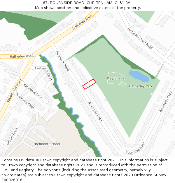 67, BOURNSIDE ROAD, CHELTENHAM, GL51 3AL: Location map and indicative extent of plot
