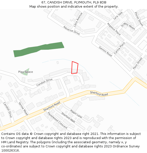 67, CANDISH DRIVE, PLYMOUTH, PL9 8DB: Location map and indicative extent of plot