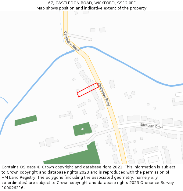 67, CASTLEDON ROAD, WICKFORD, SS12 0EF: Location map and indicative extent of plot