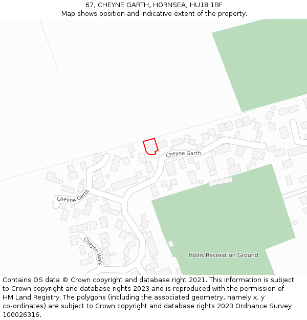 67, CHEYNE GARTH, HORNSEA, HU18 1BF: Location map and indicative extent of plot