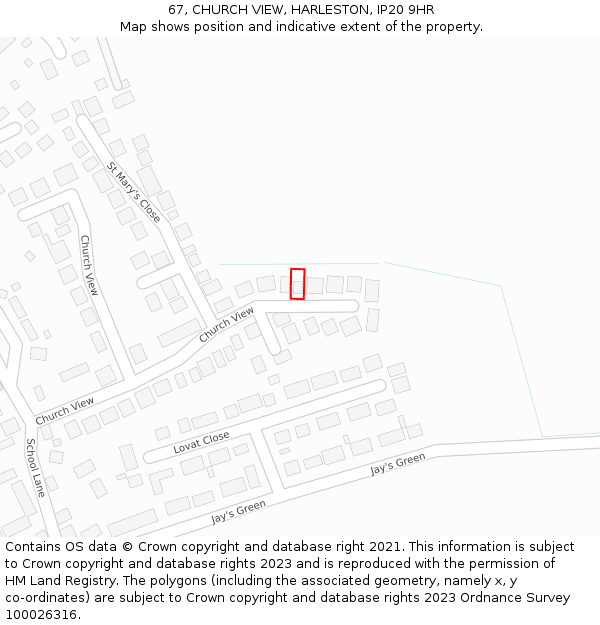 67, CHURCH VIEW, HARLESTON, IP20 9HR: Location map and indicative extent of plot