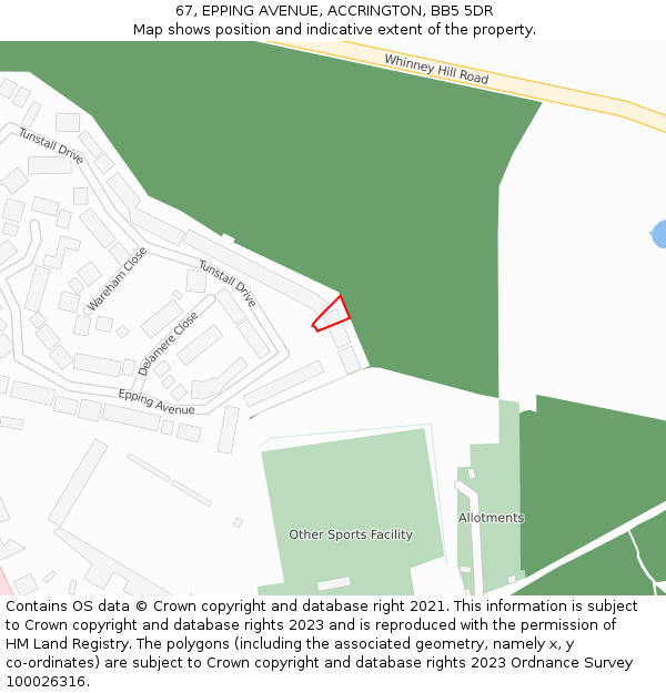 67, EPPING AVENUE, ACCRINGTON, BB5 5DR: Location map and indicative extent of plot