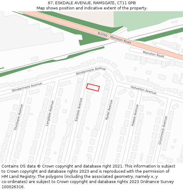 67, ESKDALE AVENUE, RAMSGATE, CT11 0PB: Location map and indicative extent of plot