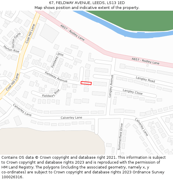 67, FIELDWAY AVENUE, LEEDS, LS13 1ED: Location map and indicative extent of plot