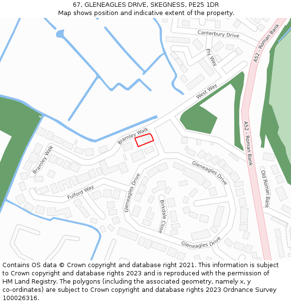 67, GLENEAGLES DRIVE, SKEGNESS, PE25 1DR: Location map and indicative extent of plot