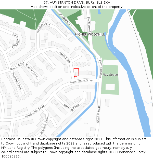 67, HUNSTANTON DRIVE, BURY, BL8 1XH: Location map and indicative extent of plot