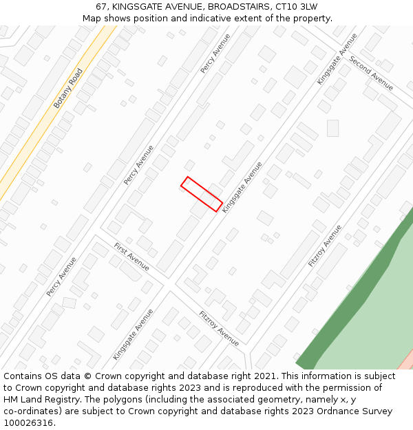 67, KINGSGATE AVENUE, BROADSTAIRS, CT10 3LW: Location map and indicative extent of plot