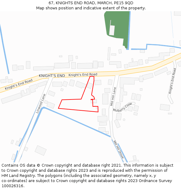 67, KNIGHTS END ROAD, MARCH, PE15 9QD: Location map and indicative extent of plot