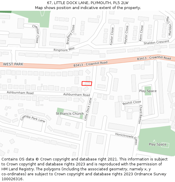 67, LITTLE DOCK LANE, PLYMOUTH, PL5 2LW: Location map and indicative extent of plot