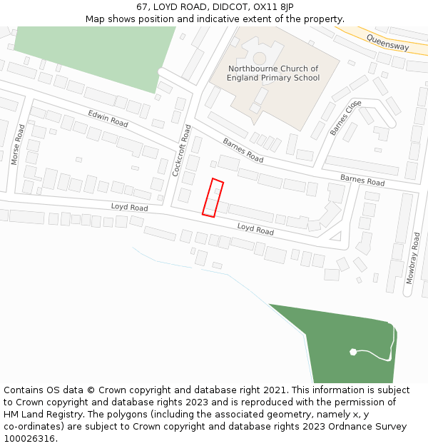 67, LOYD ROAD, DIDCOT, OX11 8JP: Location map and indicative extent of plot