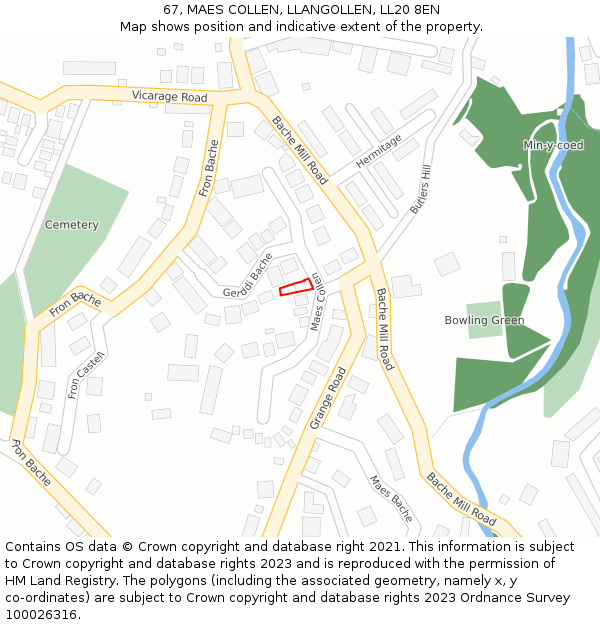 67, MAES COLLEN, LLANGOLLEN, LL20 8EN: Location map and indicative extent of plot