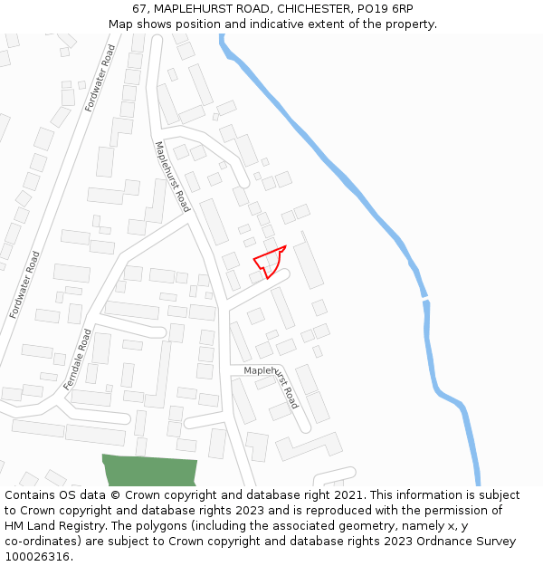 67, MAPLEHURST ROAD, CHICHESTER, PO19 6RP: Location map and indicative extent of plot