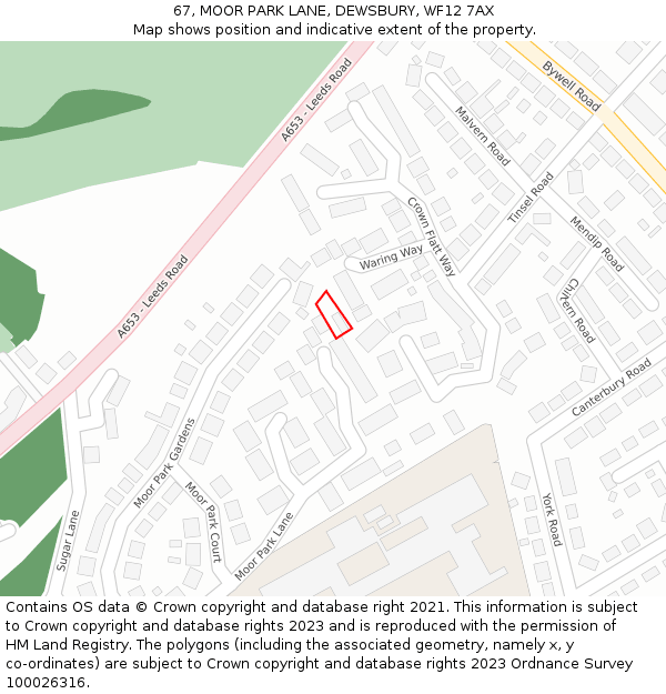 67, MOOR PARK LANE, DEWSBURY, WF12 7AX: Location map and indicative extent of plot