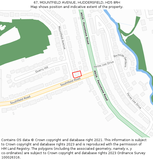 67, MOUNTFIELD AVENUE, HUDDERSFIELD, HD5 8RH: Location map and indicative extent of plot