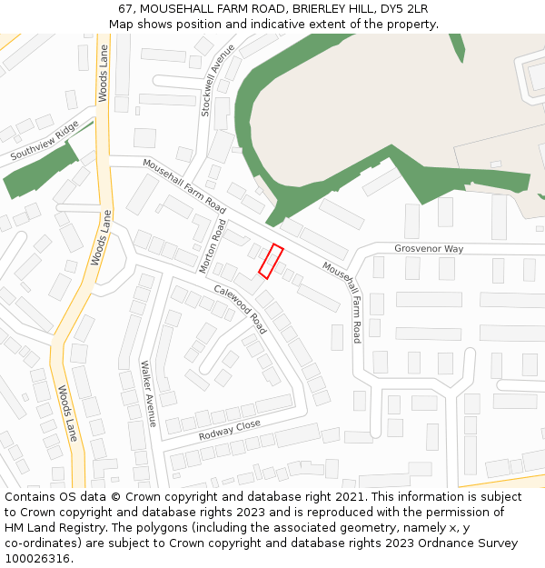 67, MOUSEHALL FARM ROAD, BRIERLEY HILL, DY5 2LR: Location map and indicative extent of plot