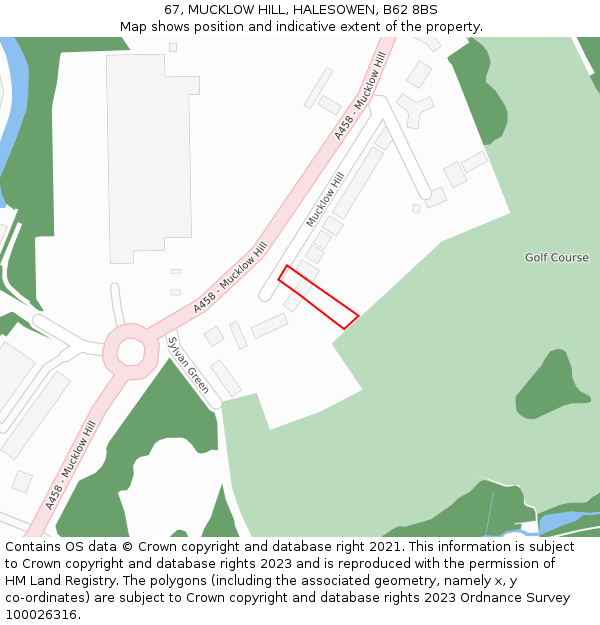 67, MUCKLOW HILL, HALESOWEN, B62 8BS: Location map and indicative extent of plot
