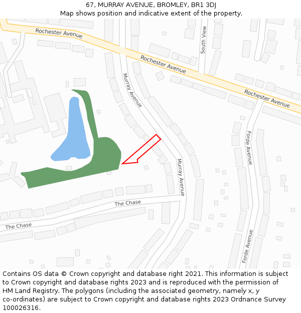 67, MURRAY AVENUE, BROMLEY, BR1 3DJ: Location map and indicative extent of plot