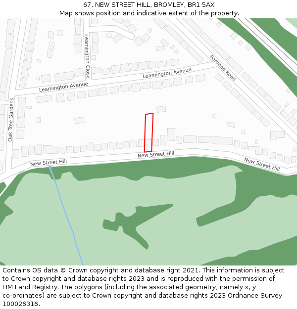 67, NEW STREET HILL, BROMLEY, BR1 5AX: Location map and indicative extent of plot