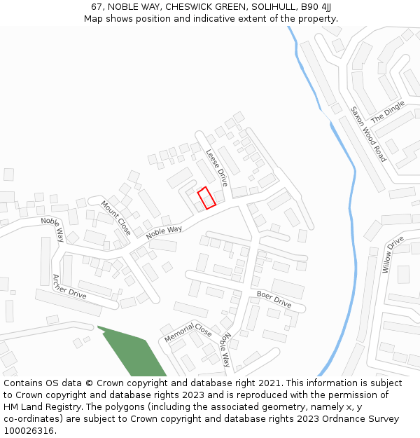 67, NOBLE WAY, CHESWICK GREEN, SOLIHULL, B90 4JJ: Location map and indicative extent of plot