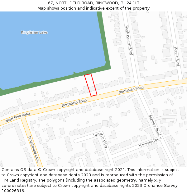 67, NORTHFIELD ROAD, RINGWOOD, BH24 1LT: Location map and indicative extent of plot