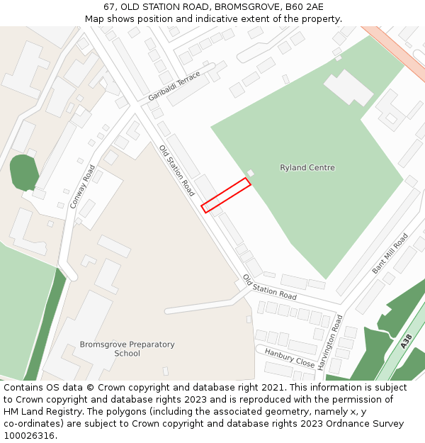 67, OLD STATION ROAD, BROMSGROVE, B60 2AE: Location map and indicative extent of plot