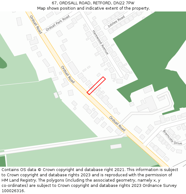 67, ORDSALL ROAD, RETFORD, DN22 7PW: Location map and indicative extent of plot