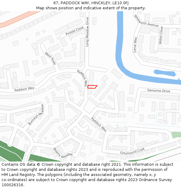 67, PADDOCK WAY, HINCKLEY, LE10 0FJ: Location map and indicative extent of plot