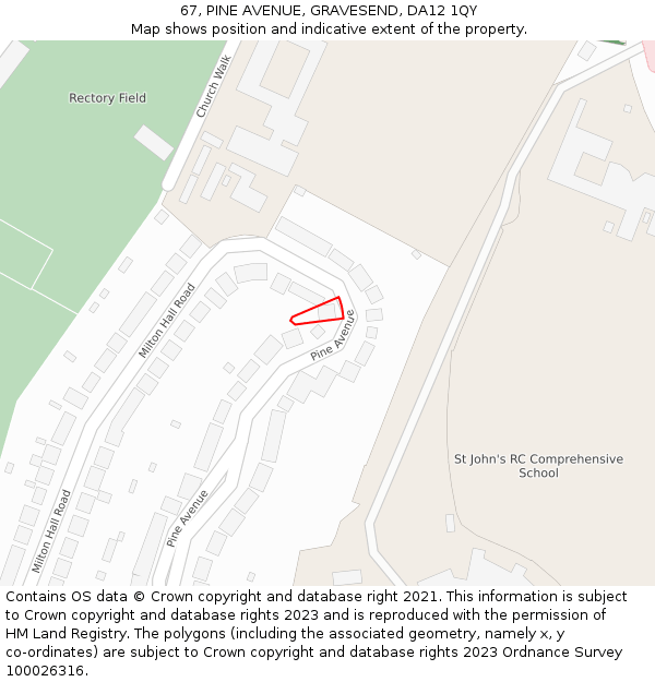 67, PINE AVENUE, GRAVESEND, DA12 1QY: Location map and indicative extent of plot