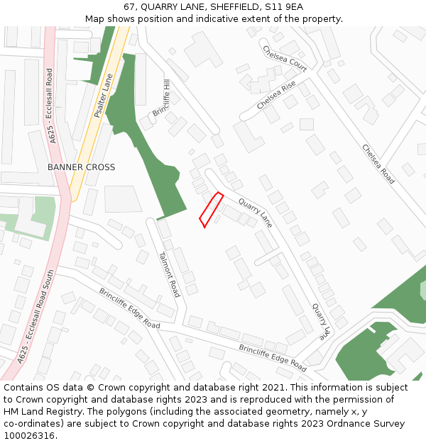 67, QUARRY LANE, SHEFFIELD, S11 9EA: Location map and indicative extent of plot