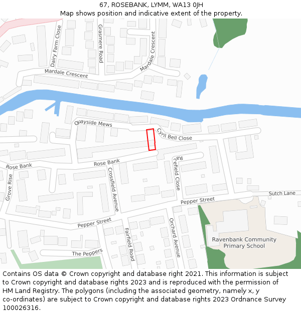 67, ROSEBANK, LYMM, WA13 0JH: Location map and indicative extent of plot