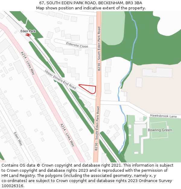 67, SOUTH EDEN PARK ROAD, BECKENHAM, BR3 3BA: Location map and indicative extent of plot