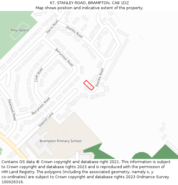 67, STANLEY ROAD, BRAMPTON, CA8 1DZ: Location map and indicative extent of plot