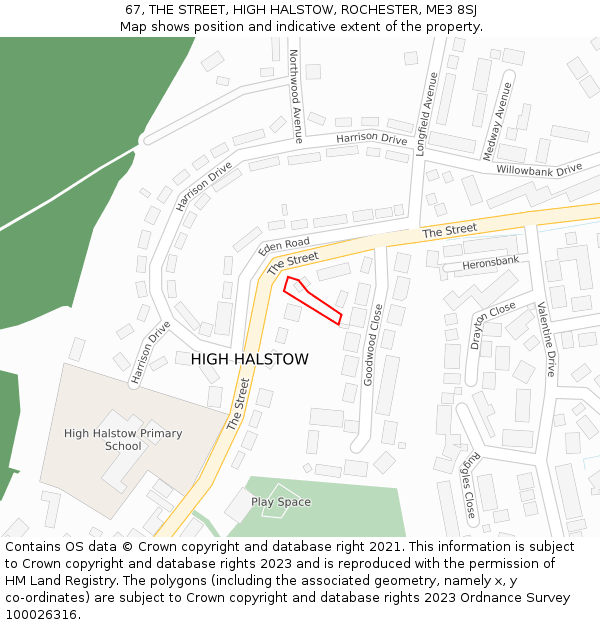 67, THE STREET, HIGH HALSTOW, ROCHESTER, ME3 8SJ: Location map and indicative extent of plot