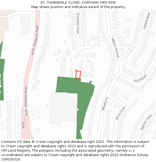 67, THORNDALE CLOSE, CHATHAM, ME5 9SW: Location map and indicative extent of plot