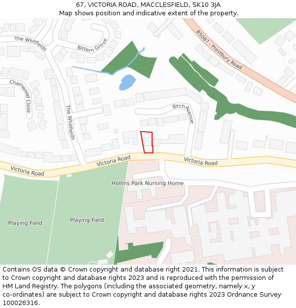 67, VICTORIA ROAD, MACCLESFIELD, SK10 3JA: Location map and indicative extent of plot