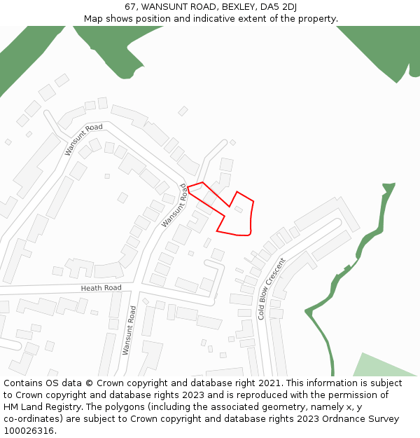 67, WANSUNT ROAD, BEXLEY, DA5 2DJ: Location map and indicative extent of plot