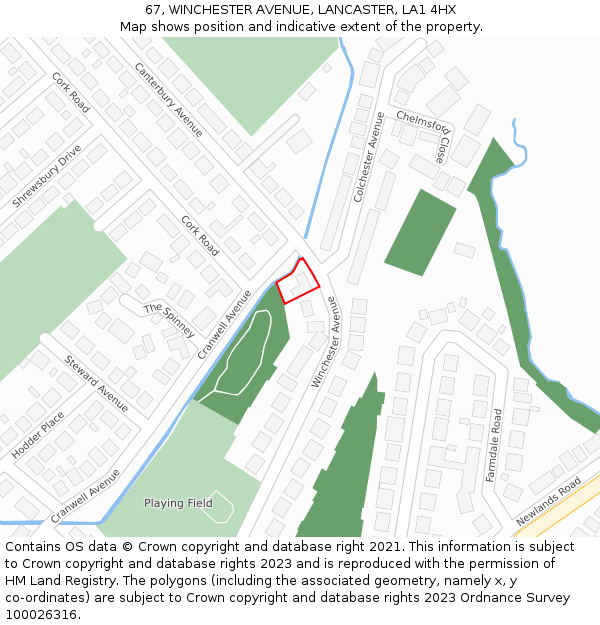 67, WINCHESTER AVENUE, LANCASTER, LA1 4HX: Location map and indicative extent of plot